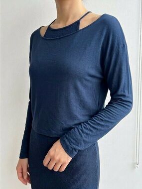 Monrow Baby Thermal Double Layer Dress | Size M | Inca Navy | NWT